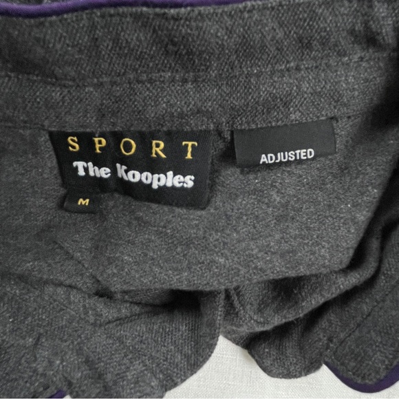 Sport The Kooples Embroidered Logo Mens Gray LS Adjusted Cotton Polo Shirt M - Picture 4 of 4